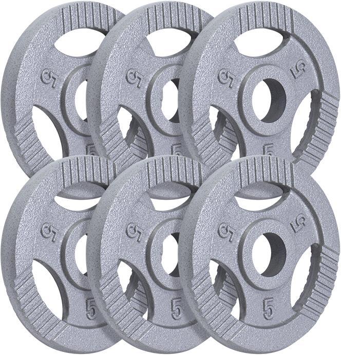 Produktbild Gorilla Sports Hantelscheiben (6 x 5 kg, 6 x 2.5 kg, 6 x 1.25 kg)