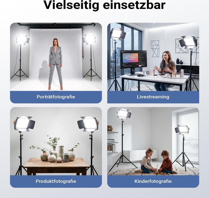 Produktbild Walimex pro LED Niova 600 Daylight und Stativ 2er Set Lichtstativ Flächenleuchte (Flächenleuchte)
