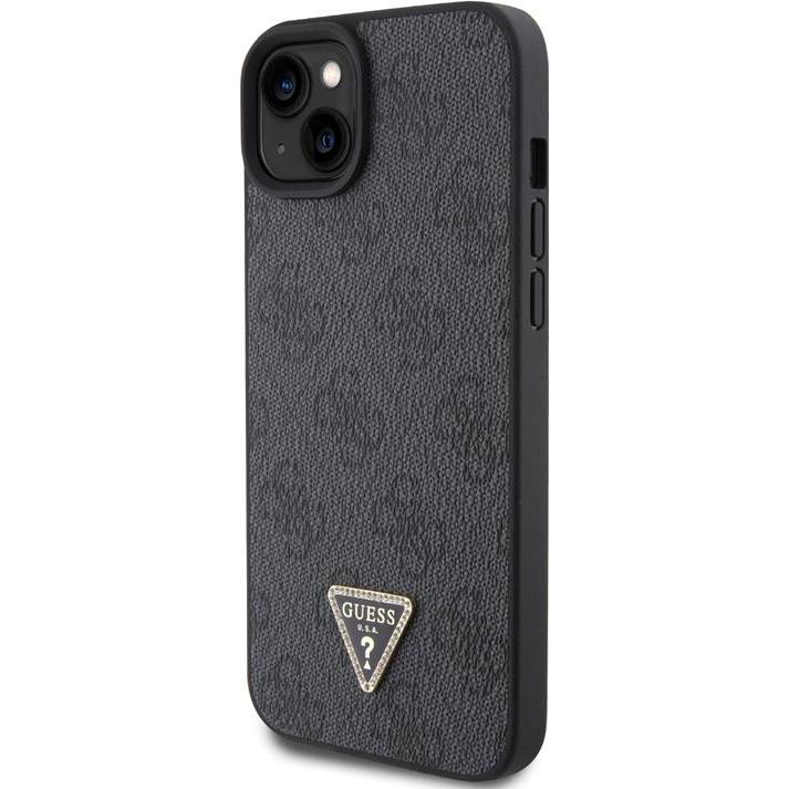 Guess iPhone 15 Plus Strass Triangle Metal Logo Case (Apple iPhone 15 Plus), Smartphone Hülle, Schwarz