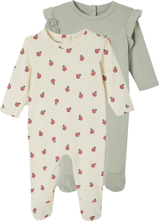 Vertbaudet Bio-Kollektion: 2er-Pack Baby Strampler mit Apfelmotiven