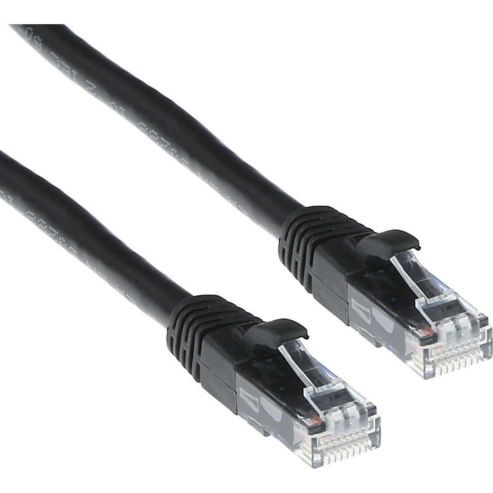 ACT Black 20 meter U/UTP CAT6 patch cable snagless with RJ45 connectors. Cat6 u/utp snagless bk 20.00m (U/UTP, CAT6, 20 ...