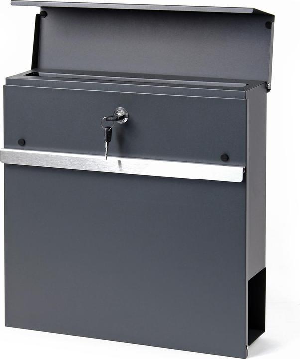 Produktbild Wiltec Briefkasten V50 Anthrazit Edelstahl 370x105x370mm pulverbeschichtet Wand