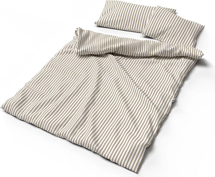 Immagine prodotto Lotus Bettwaren Biancheria da letto bambù a righe greige (Copripiumino, 160 x 210 cm)