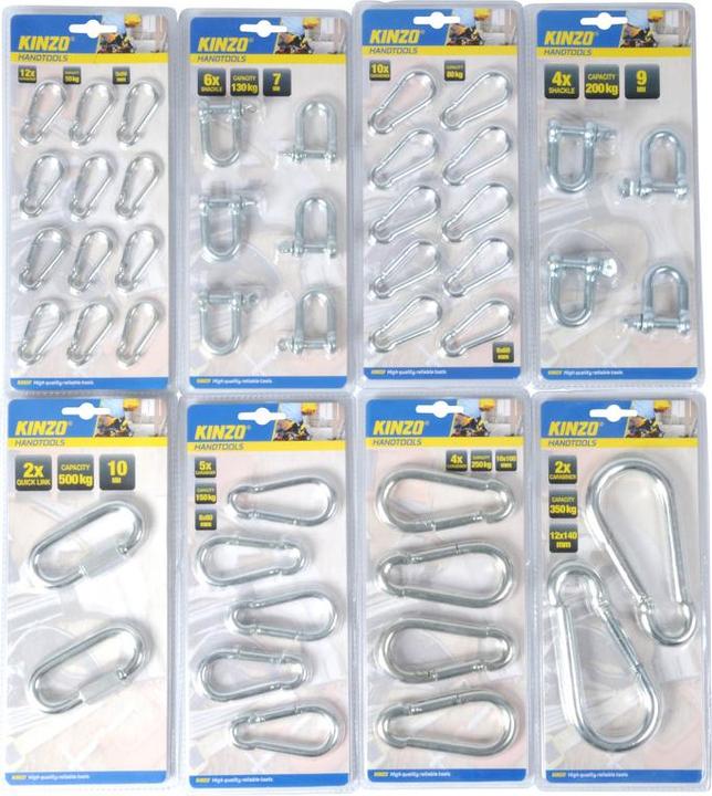 Actual product image Kinzo Hook carabiner set 8ass mix