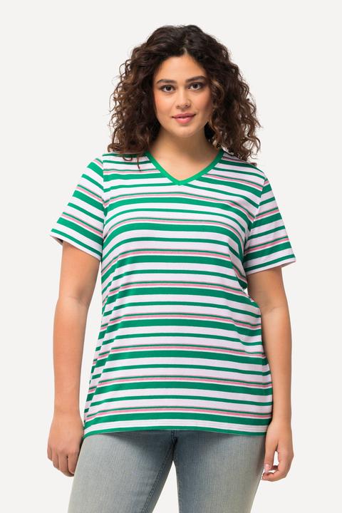 Produktbild Ulla Popken Shirt, Ringel, Classic, V-Ausschnitt, Halbarm (56)