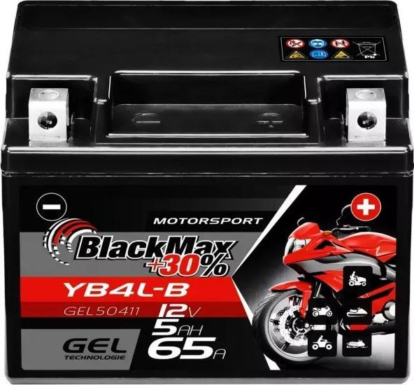 BlackMax YB4L-B Motorcycle Battery Gel CB4L-B (DIN 50411) (12 V, 5 Ah, 65 A)