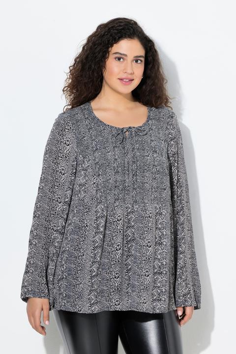 Actual product image Ulla Popken Mixed Pattern Striped Long Sleeve Blouse (56)