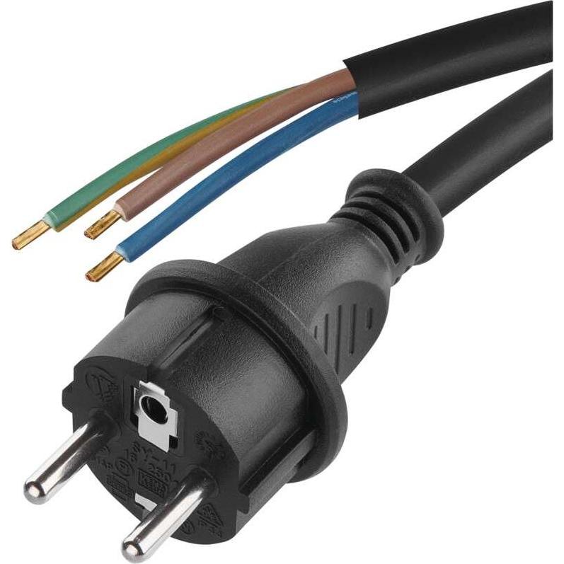 Emos Netzkabel Gummi 3x 1mm2, 5m, schwarz (5 m), Stromkabel