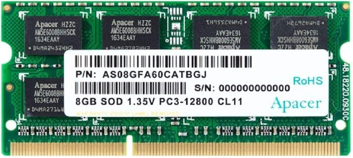 Apacer DDR3 Modul 8 GB (1 x 8GB, 1600 MHz, DDR3-RAM, SO-DIMM)