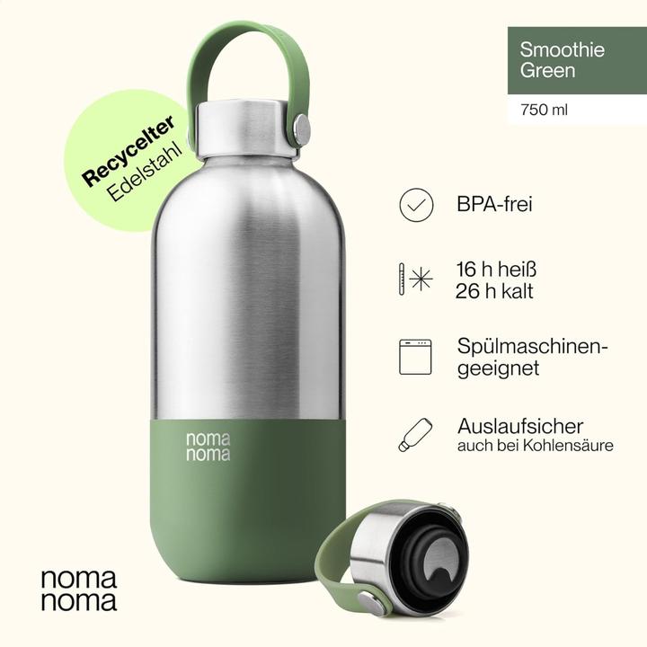 Actual product image noma noma Trinkflasche Edelstahl auslaufsicher 750ml Smoothie Green (0.75 l)
