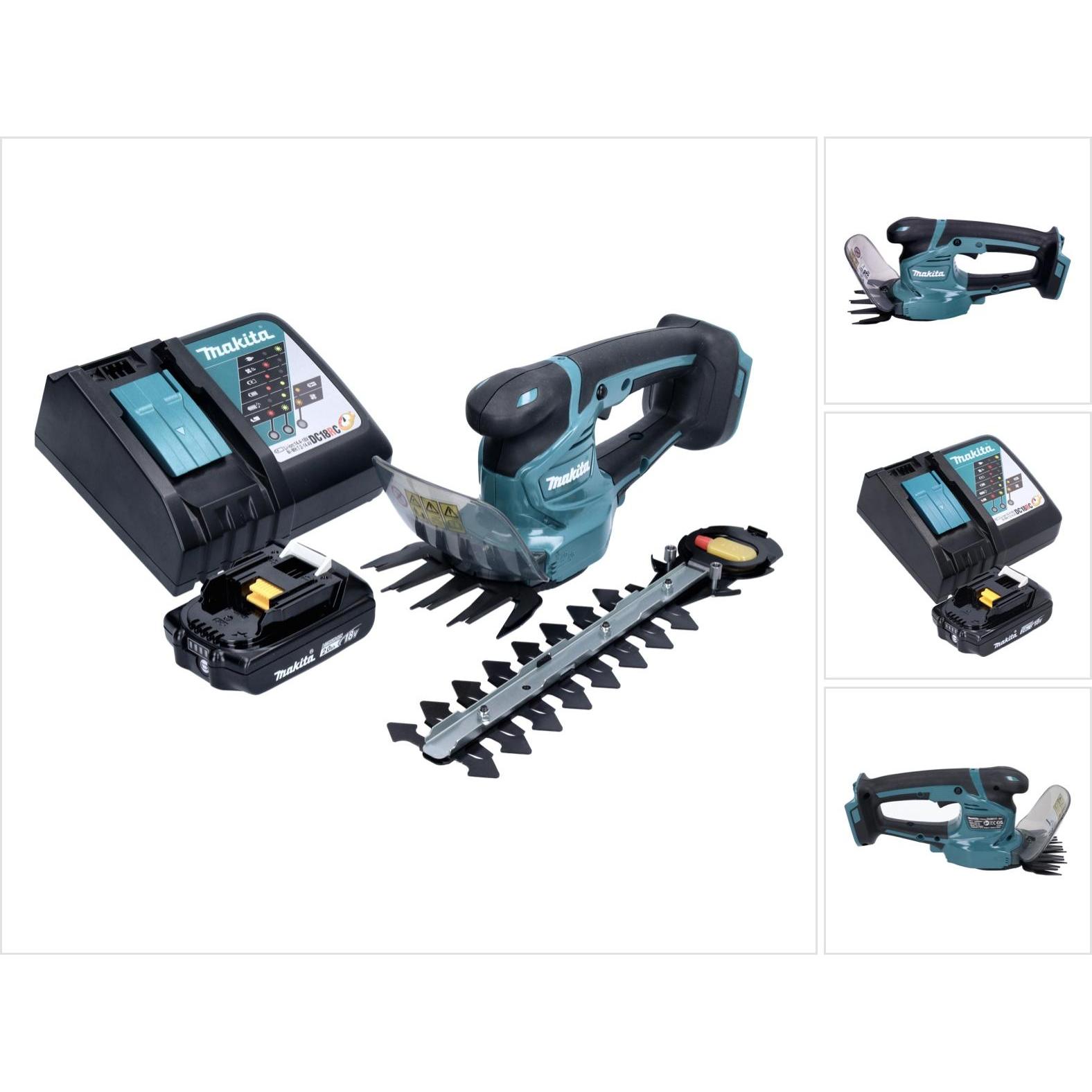 Makita, Heckenschere, DUM 111 RA1X Akku Grasschere Strauchschere 18 V + 1x Akku 2,0 Ah + Ladegerät (Akkuheckenschere)
