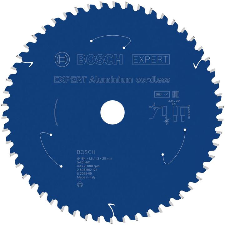 Productafbeelding Bosch Professional Zubehör EXPERT Aluminium Kreissägeblatt, 184x20 mm, T54