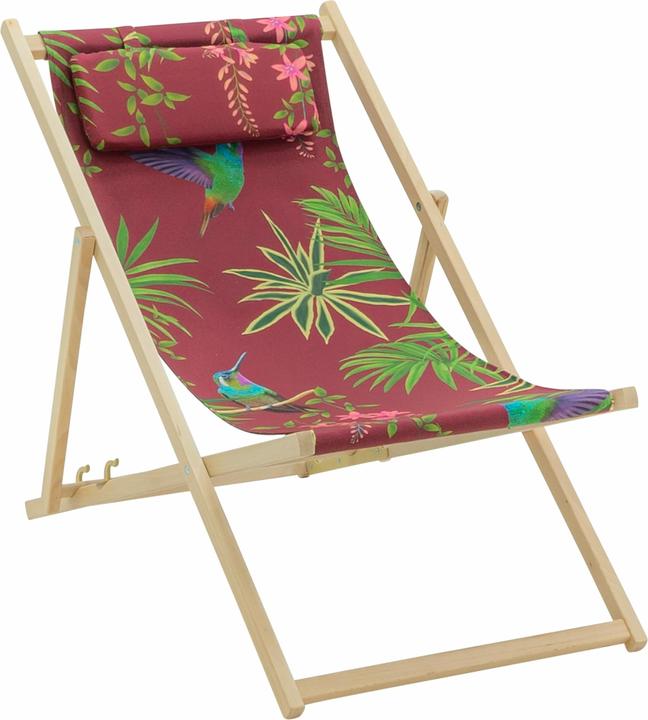 Allibert Liegestuhl Strandstuhl, mehrfach verstellbar, Gestell aus Buchenholz in natur, Flächen aus Textil... (120 cm)