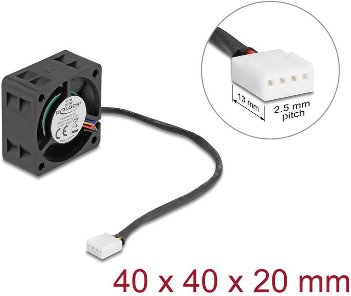 Produktbild Delock Axiallüfter 24 V DC, 40 x 40 x 20 mm schwarz (40 mm, 1x)