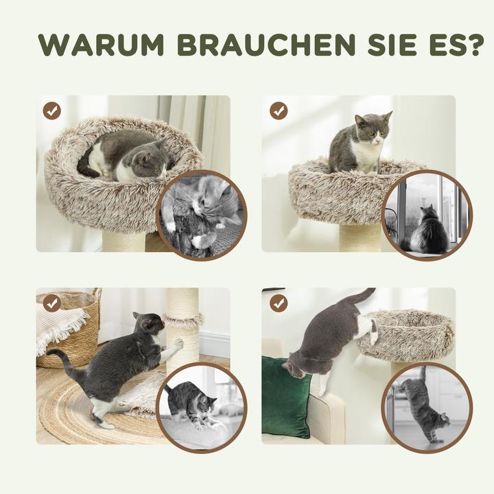 Produktbild PawHut Kratzbaum Spanplatte, Polyester Braun (87 cm, Braun+Cremeweiss)