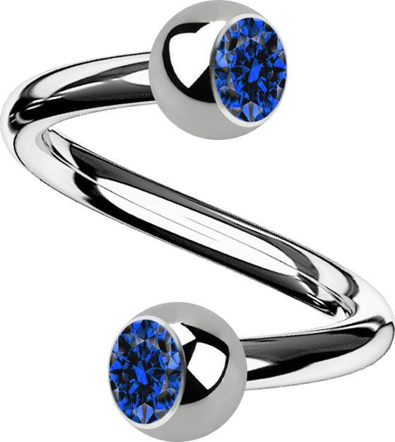 Actual product image Star Piercing Micro Spirale silber mit zwei Kugeln Kristall dunkelblau (without brass, Titanium)