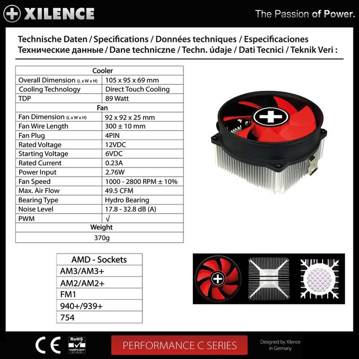Produktbild Xilence 1000 -, 44.37 CFM, PWM, 17.8 - (95 mm)