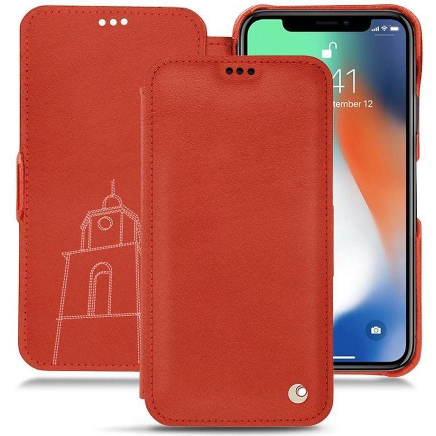 Noreve Lederschutzhülle horizontal (Apple iPhone XS Max), Smartphone Hülle, Orange