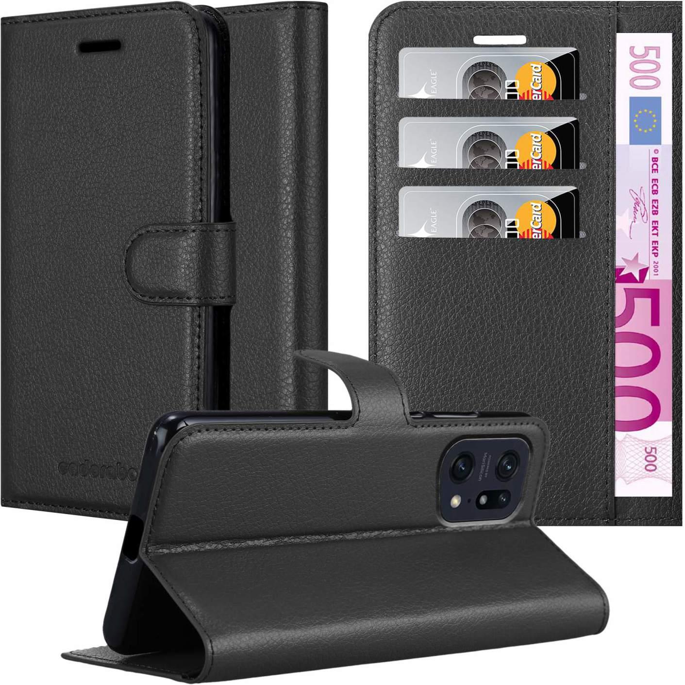 Cadorabo Book Stand Hülle für Oppo FIND X5 PRO (Oppo Find X5 Pro), Smartphone Hülle, Schwarz