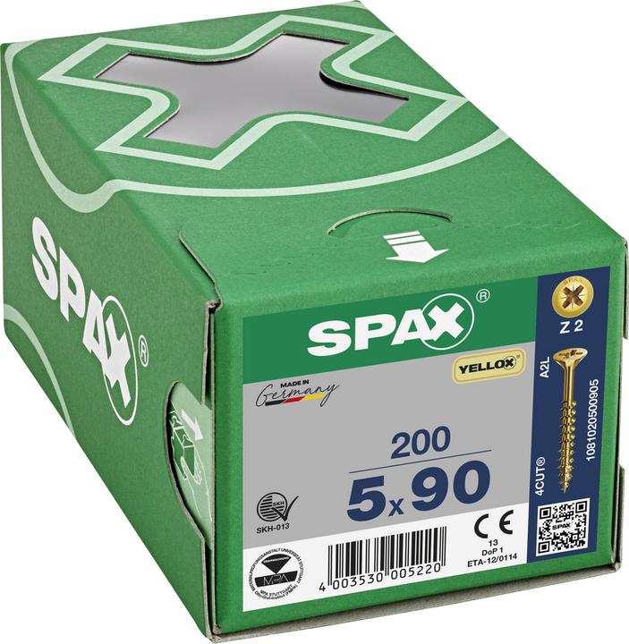 Produktbild Spax Senkmultikopf Kreuzschlitz Z2 Teilgewinde Yellox (200 Schrauben pro Stück)
