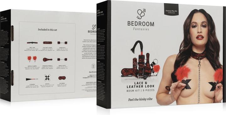 Productafbeelding Bedroom Fantasies Lace & Leather Look 8teiliges Bondage Set Rot