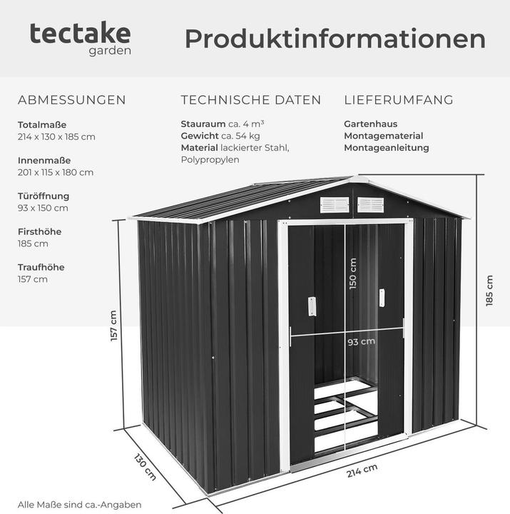 Produktbild tectake Gartenhaus mit Satteldach