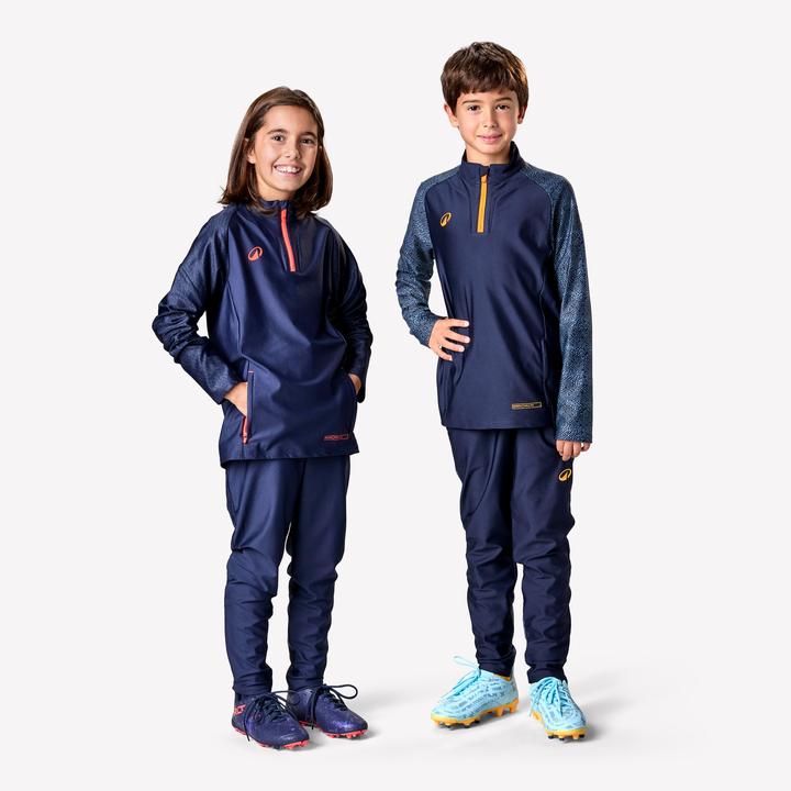 Image du produit Kipsta Sweat de football enfant 1/2 zip Viralto JR Roarr Marine et Rouge (122)