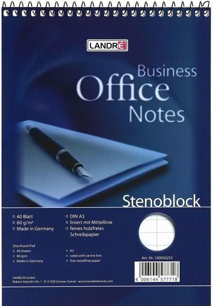 Immagine prodotto Landré Blocco steno A5 con rilegatura a spirale (A5, Righe, Nessuna rilegatura)