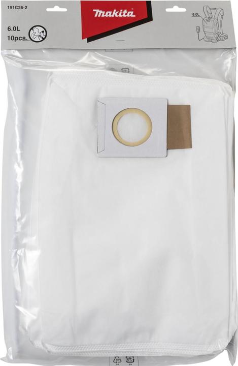 Productafbeelding Makita Non-woven filterzak Stofzak 6 L 10 stuks ( 191C26-2 ) voor stofzuiger DVC 660 / 665 (10 x)