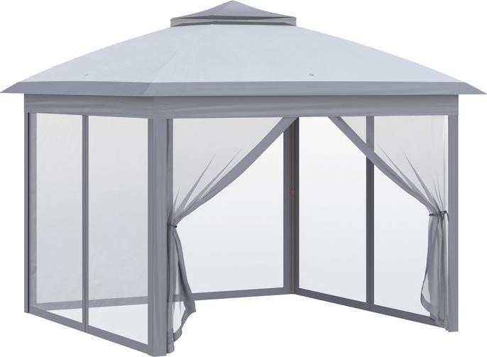 Actual product image Swisshandel24 Faltpavillon 3x3 m, 4 abnehmbare Mückennetze, Oxford-Gewebe Metall Grau (330 cm, 330 cm)