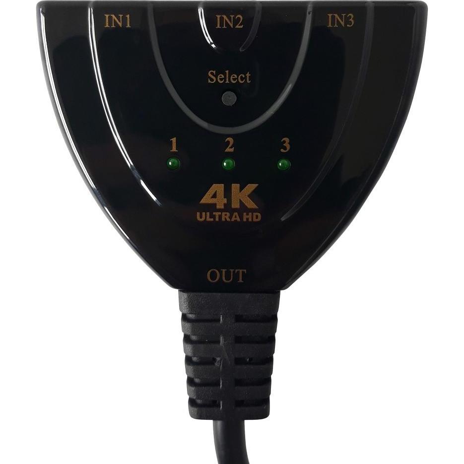 Thumbnail - Techly Switch HDMI 3x1 Pigtail 4K, Switch Box
