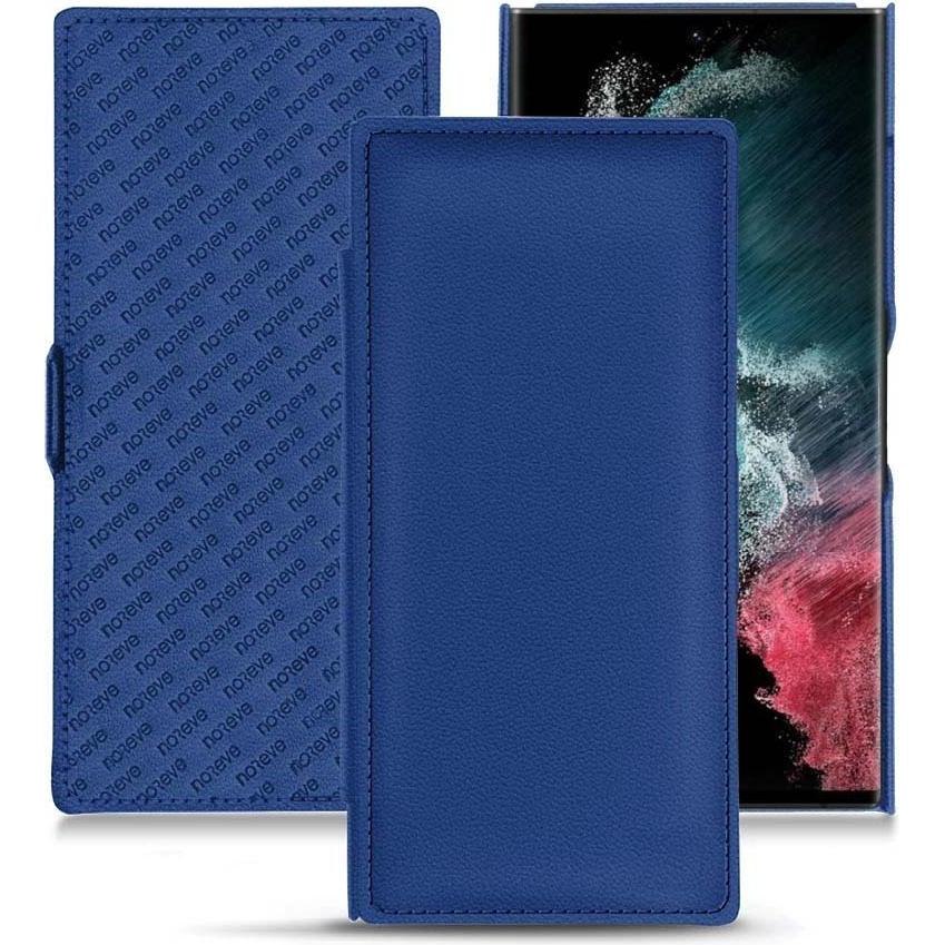 Noreve Lederschutzhülle horizontal (Samsung Galaxy S22 Ultra), Smartphone Hülle, Blau