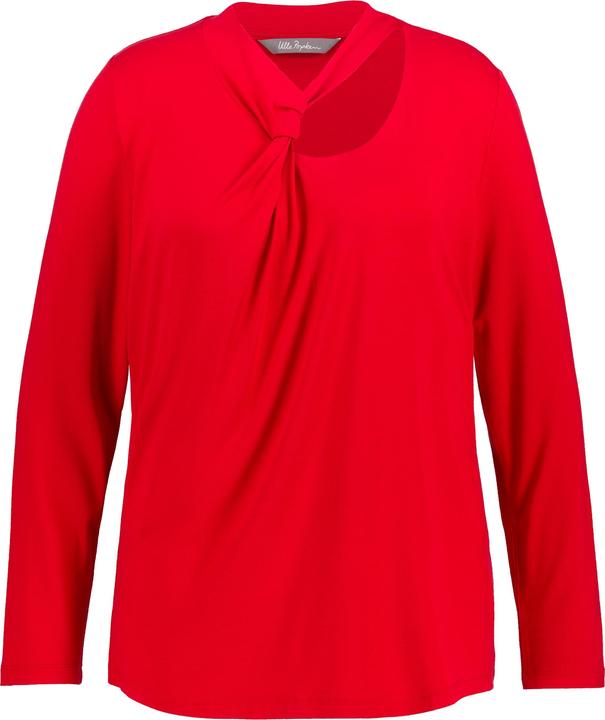 Produktbild Ulla Popken Shirt, Cut-Out, Slim, drapierter V-Ausschnitt, Langarm (54)