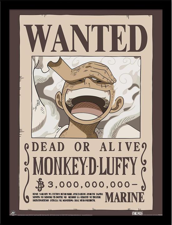 One Piece - Poster encadré motif Monkey D. Luffy WANTED (30 x 40 cm)