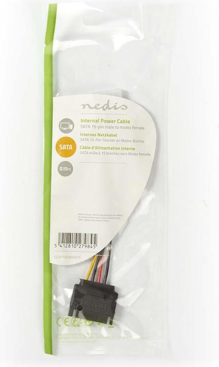 Produktbild Nedis Interne Stromkabel | SATA 15-Pin Stecker | Molex Buchse | Vergoldet | 0.15 m | rund | PVC | Me
