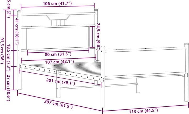 Image du produit vidaXL Bettgestell (107 x 203 cm)