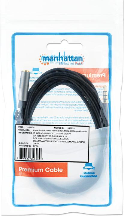 Actual product image Manhattan 3.5mm socket - 3.5mm jack (2 m, 3.5mm jack (AUX))