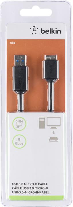 Image du produit Belkin Câble USB 3.0 Micro-B vers USB-A, série Pro, 0,9 (0.90 m, USB 3.0, 4.50 W)