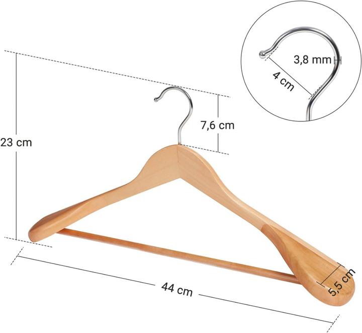 Immagine prodotto Songmics Anzugbügel Kleiderbügel Holz 6er Set Rutschfest (6 x)