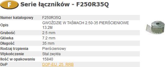 Nutritional values and ingredients Bostitch Gwoździe F