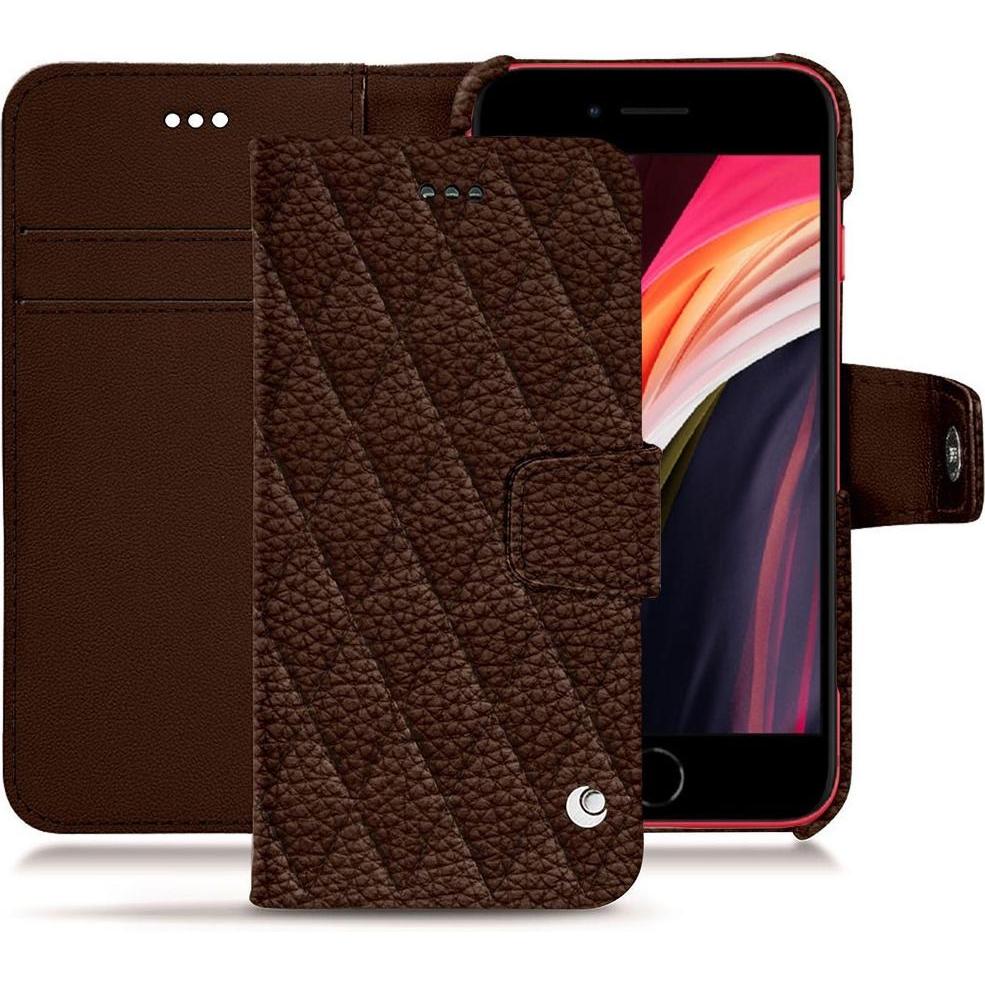 Noreve Lederschutzhülle Wallet (Apple iPhone SE (2nd Gen), Apple iPhone SE (3rd Gen)), Smartphone Hülle, Braun