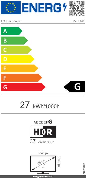 Energie-Label LG 27UL600-W (3840 x 2160 Pixel, 27")