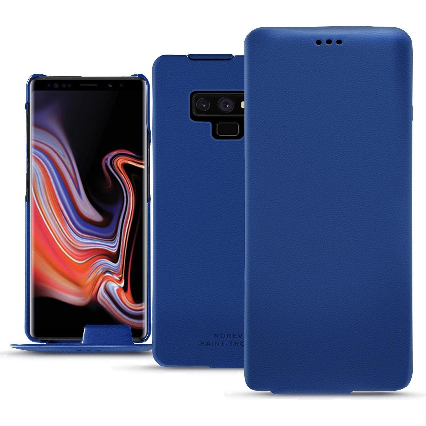 Noreve Lederschutzhülle vertikal (Samsung Galaxy Note 9), Smartphone Hülle, Blau