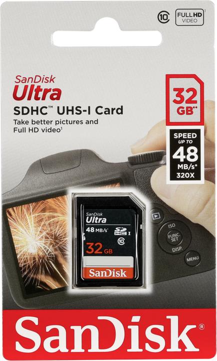 Produktbild SANDISK Ultra SDHC UHS-I 32GB 48MB/s Cl. 10 (32 GB, SDHC, UHS-I)