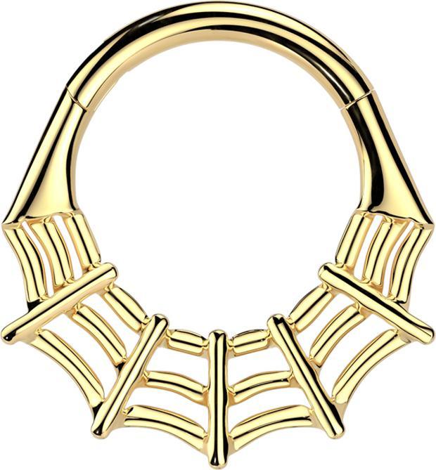 Produktbild Star Piercing Micro Segmentring klappbar vergoldet Spinnennetz (Titan G23, ohne Messing)