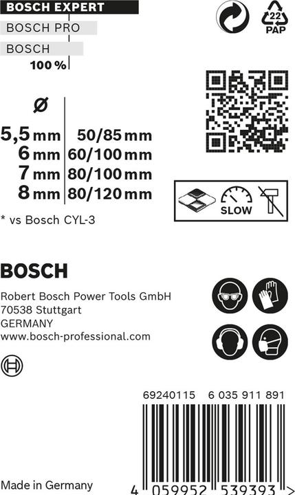 Image du produit Bosch Professional Zubehör EXPERT MultiConstruction CYL-9 Jeu de forets, 5,5/6/7/8 mm, 4 pcs. (5.5, 6.0, 7.0, Ø 8.0 mm)
