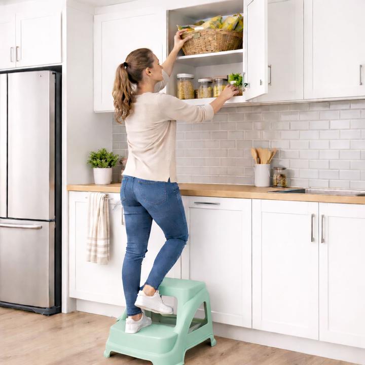 Produktbild Mojawo Zweistufiger Tritthocker Trittstufe Hocker Kunststoff Grün rutschfest