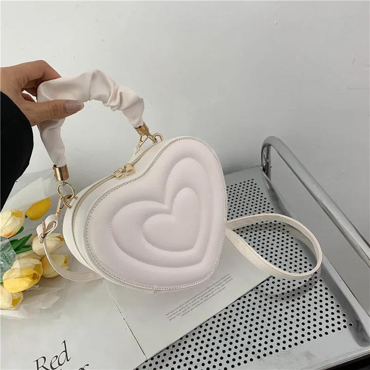 Actual product image Only-Bags.Store Love Heart Shape Shoulder Bag Small Handbags Designer Crossbody Bags Solid Pu Leather Top Handle