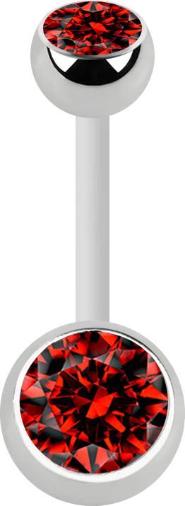 Immagine prodotto Star Piercing Banana bianca con due sfere argento cristallo rosso (Materiale sintetico, Acciaio chirurgico 316L, senza ottone)