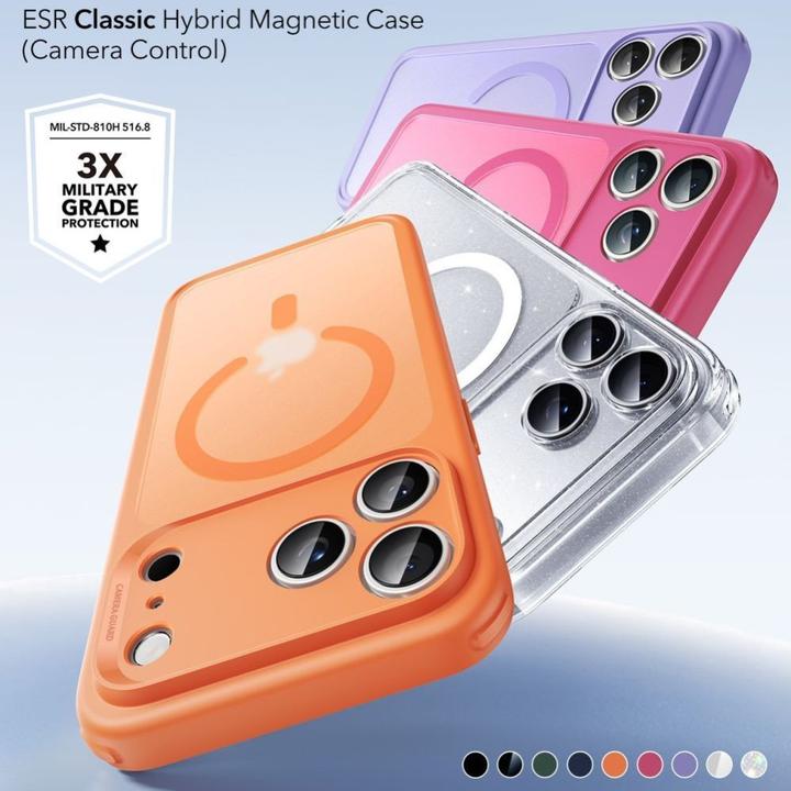 Actual product image ESR Classic Hybrid Magnetic Case (Camera Control), for iPhone 17 Pro, Frosted Orange (Apple iPhone 17 Pro)
